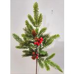 Ramo decorativo VARDALIA, abete, bacche, pigne, rosso-verde, 75 cm