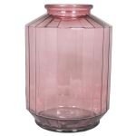 Vaso di vetro per fiori LOANA, trasparente-rosa, 35cm, Ø25cm, 12L