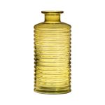 Bottiglia decorativa di vetro STUART con scanalature, giallo-trasparente, 21,5cm, Ø9,5cm