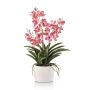 Orchidea artificiale Vanda PAVRA in vaso di ceramica, radici, rosa-bianco, 60 cm
