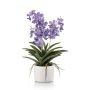 Orchidea artificiale Vanda PAVRA in vaso di ceramica, radici, viola-bianco, 60 cm
