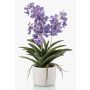 Orchidea artificiale Vanda PAVRA in vaso di ceramica, radici, viola-bianco, 60 cm