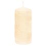 Candela ANDRIANE con motivo a foglia di ninfea, crema, 15cm, Ø7cm, 63h