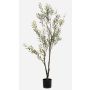 Olivo artificiale LONIRB con frutti, tronco artificiale, crossdoor, 140 cm