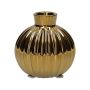 Bottiglia in ceramica OLLIVERA con scanalature, oro metallizzato, 8,2cm, Ø8cm