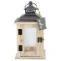Lanterna decorativa in legno BEGGY con vetro, manico, beige, 15,5x15,5x29cm