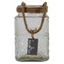 Portacandela in vetro MELMY con corda, motivo a rombi, trasparente, 19,5cm, Ø11cm