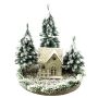 Casetta luminosa decorativa SEWARD, paesaggio innevato, abeti, LED, bianco-verde, 25cm, Ø25cm