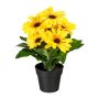 Fiore artificiale gerbera KROLVEN in vaso decorativo nero, giallo, 27 cm