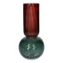 Vaso decorativo in vetro FRODO con scanalature e puntini, blu-rosso-trasparente, 20cm, Ø9,5cm