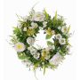 Ghirlanda artificiale FAHIRA, ranuncolo, margherite, crema, Ø25cm