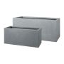 Fioriera rettangolare KIRIMA, 2 pezzi, fibra di vetro, grigio, 60x28x28 cm, 80x35x35 cm