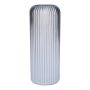 Vaso in vetro ALBURGIS con scanalature, argento metallizzato, 25 cm, Ø 10 cm