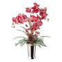 Composizione decorativa Orchidea Felce BALSI, vaso in ceramica, pigne, bacche, innevata, rosso-bianco, 70 cm