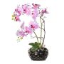 Composizione floreale artificiale orchidea salice contorto TICHIO, vaso decorativo, radici, rosa, 55 cm
