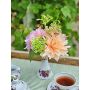 Mazzo di fiori artificiali Dahlias SAHNY con viburno, rosa-albicocca, 27 cm