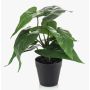 Pianta artificiale fiore fenicottero RAMLOZ, vaso decorativo, verde, 28 cm