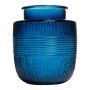 Vaso decorativo di vetro MARISELA con bordo ornamentale, blu-trasparente, 18cm, Ø15,5cm