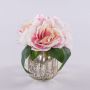 Mazzo di fiori artificiali peonia VEIKO in vaso di vetro, rosa-crema, 15 cm
