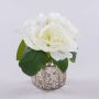 Mazzo di fiori artificiali peonia VEIKO in vaso di vetro, bianco, 15 cm