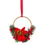Ghirlanda decorativa anello floreale stella di Natale, abete KUBRI, bacche, rosso, Ø 14 cm