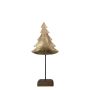Albero di Natale decorativo DORANA in metallo, base in legno, dorato, 10x8x28cm