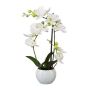Orchidea Phalaenopsis in tessuto INAKES, vaso in ceramica, radici, bianco, 40 cm