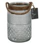 Vaso per candele OPALUS con corda, motivo a rombi, trasparente, 19cm, Ø12cm