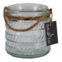 Portacandela in vetro PRISMY con corda, fantasia, trasparente, 12cm, Ø11cm