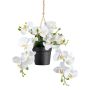 Orchidea Phalaenopsis artificiale in vaso sospeso LARSAY, vaso decorativo, bianco, 25 cm