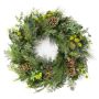 Corona di abete tessile VIGGO, pigne, incenso, verde, Ø60cm
