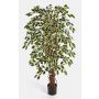 Ficus artificiale JARLAN, tronchi veri, verde-bianco, 120cm