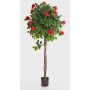 Camelia artificiale ERINA, tronchi veri, con fiori, fucsia, 160cm