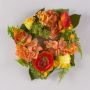 Corona ortensie finta SUNA ranuncolo, rose, arancione-rosso Ø30cm