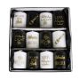 Candele a testa piatta OVILA per Capodanno, 12 pezzi, bianco-nero-oro, 8 cm, Ø6 cm - Made in Germany