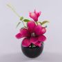 Magnolia artificiale FEMI in vaso di ceramica nero, rosa, 20 cm, Ø 17 cm