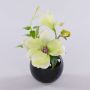 Magnolia artificiale FEMI in vaso di ceramica nero, crema-verde, 20 cm, Ø 17 cm