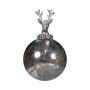 Pallina di Natale NUMI in vetro, cervo, argento anticato, Ø10cm