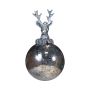 Pallina di Natale NUMI in vetro, cervo, argento anticato, Ø8cm