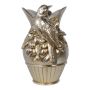 Vaso decorativo ACADIA con uccellino, resina sintetica, argento-oro, 18 cm, Ø 14,5 cm