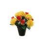 Composizione floreale artificiale di crisantemo, rosa YESHE, vaso decorativo, giallo-arancio, 28cm, Ø22cm