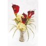 Composizione floreale decorativa Calla, viburno TARIJE, vetro decorativo, rosso-crema, 55cm, Ø25cm
