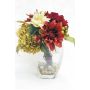 Composizione di fiori artificiali Dahlia, Ortensia THEES, vaso decorativo, rosso-crema-verde, 30cm, Ø25cm