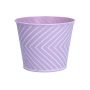 Vaso da fiori CENDRINE zinco, motivo a righe, viola, 9,3 cm, Ø 11,5 cm