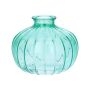 Vaso da fiori ALFHARD, vetro con scanalature, turchese trasparente, 8,5 cm, Ø 10,5 cm