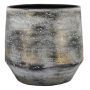 Coprivaso in ceramica SEJAL, maculato, grigio-oro, 14 cm, Ø 16 cm