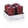 Corona dell'Avvento con candele JENARO, 4 pezzi, bordeaux, 10 cm, Ø6 cm, 33h - Made in Germany