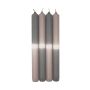 Candele da tavola Dip Dye LISSITA, 4 pezzi, grigio-grigio argento, 25 cm, Ø 2,3 cm, 11 h