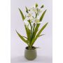 Orchidea Cymbidium artificiale NALA in vaso di ceramica, crema, 50cm