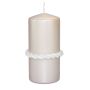 Candela festiva JULIETTA con anello in seta, color crema, 15 cm, Ø 7 cm, 63 h
